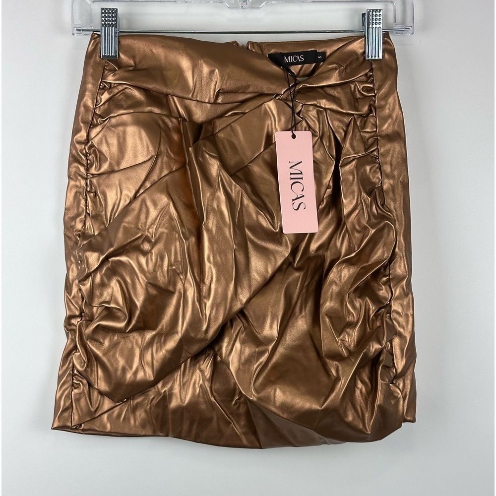 Women's Shiny Ruched Mini Skirt